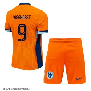 Olanda Wout Weghorst #9 Prima Maglia Bambino Europei 2024 Manica Corta (+ Pantaloni corti)